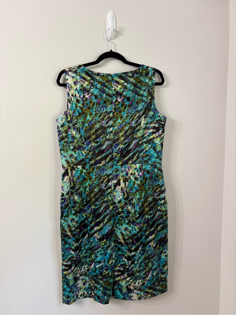 EVAN PICONE Abstract Blue Watercolor Sheath Dress Career Office Chic Size 14 - Picture 4 of 4